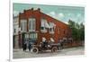 Iola, Kansas - City Hall Exterior with Fire Engine View-Lantern Press-Framed Art Print