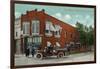 Iola, Kansas - City Hall Exterior with Fire Engine View-Lantern Press-Framed Art Print