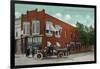 Iola, Kansas - City Hall Exterior with Fire Engine View-Lantern Press-Framed Art Print