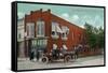 Iola, Kansas - City Hall Exterior with Fire Engine View-Lantern Press-Framed Stretched Canvas