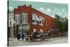 Iola, Kansas - City Hall Exterior with Fire Engine View-Lantern Press-Stretched Canvas
