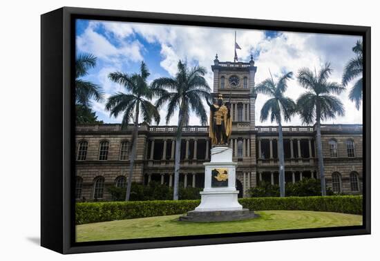 Iolani Palace, Honolulu, Oahu, Hawaii, United States of America, Pacific-Michael-Framed Stretched Canvas