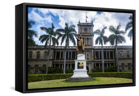 Iolani Palace, Honolulu, Oahu, Hawaii, United States of America, Pacific-Michael-Framed Stretched Canvas