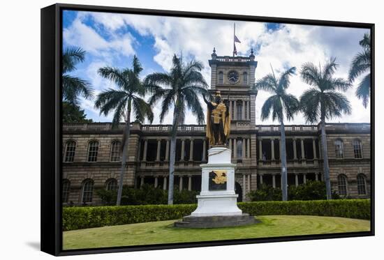 Iolani Palace, Honolulu, Oahu, Hawaii, United States of America, Pacific-Michael-Framed Stretched Canvas