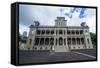 Iolani Palace, Honolulu, Oahu, Hawaii, United States of America, Pacific-Michael-Framed Stretched Canvas