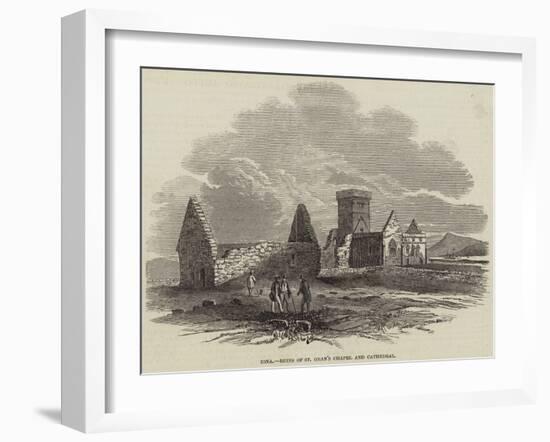 Iona, Ruins of St Oran's Chapel and Cathedral-null-Framed Giclee Print