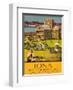 Iona - See this Scotland by MacBraynes Steamers - Celtic Cross at Iona Abbey-Tom Gilfillan-Framed Art Print