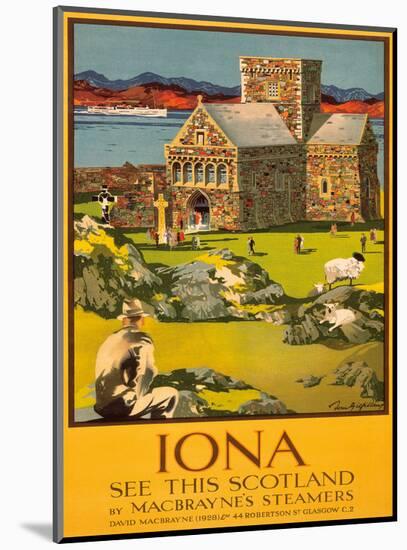 Iona - See this Scotland by MacBraynes Steamers - Celtic Cross at Iona Abbey-Tom Gilfillan-Mounted Art Print