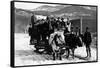 Ione, Washington - Cow Team Pulling Men in a Wagon-Lantern Press-Framed Stretched Canvas