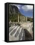 Ionian Temple to Athena and the Greek Theatre, Priene, Anatolia, Turkey, Eurasia-Adam Woolfitt-Framed Stretched Canvas