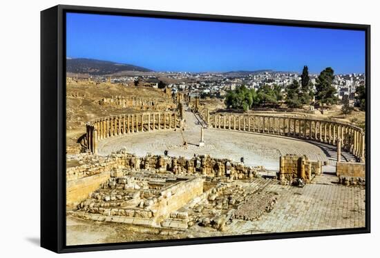 Ionic Columns, Oval Plaza, Roman City, Jerash, Jordan.-William Perry-Framed Stretched Canvas