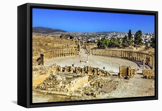 Ionic Columns, Oval Plaza, Roman City, Jerash, Jordan.-William Perry-Framed Stretched Canvas