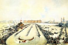 Horse Racing on the Frozen Neva River in St Petersburg, Russia, 1859-Iosif Adolfovich Charlemagne-Framed Premium Giclee Print