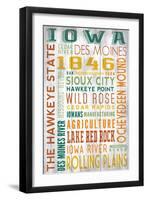 Iowa - Barnwood Typography-Lantern Press-Framed Art Print