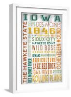 Iowa - Barnwood Typography-Lantern Press-Framed Art Print