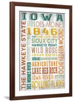 Iowa - Barnwood Typography-Lantern Press-Framed Art Print