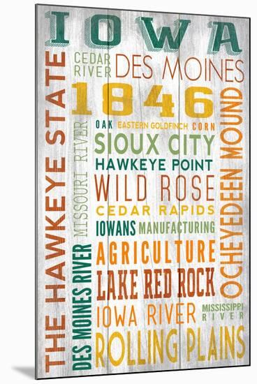 Iowa - Barnwood Typography-Lantern Press-Mounted Art Print