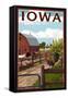 Iowa - Barnyard Scene-Lantern Press-Framed Stretched Canvas