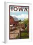 Iowa - Barnyard Scene-Lantern Press-Framed Art Print