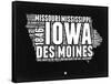 Iowa Black and White Map-NaxArt-Framed Stretched Canvas