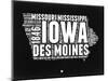 Iowa Black and White Map-NaxArt-Mounted Art Print