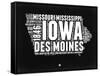 Iowa Black and White Map-NaxArt-Framed Stretched Canvas