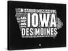 Iowa Black and White Map-NaxArt-Stretched Canvas