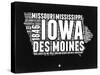 Iowa Black and White Map-NaxArt-Stretched Canvas