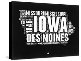 Iowa Black and White Map-NaxArt-Stretched Canvas
