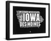 Iowa Black and White Map-NaxArt-Framed Art Print