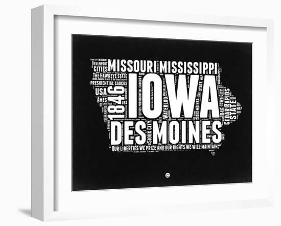 Iowa Black and White Map-NaxArt-Framed Art Print