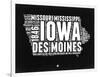 Iowa Black and White Map-NaxArt-Framed Art Print