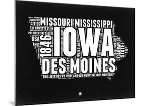 Iowa Black and White Map-NaxArt-Mounted Art Print