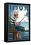 Iowa - Boy Fishing-Lantern Press-Framed Stretched Canvas