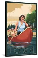 Iowa - Canoers on Lake-Lantern Press-Stretched Canvas