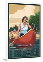 Iowa - Canoers on Lake-Lantern Press-Framed Art Print