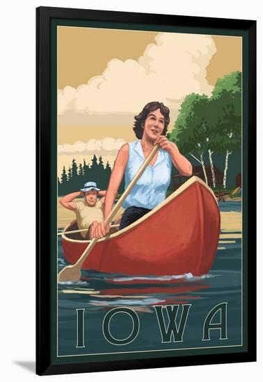 Iowa - Canoers on Lake-Lantern Press-Framed Art Print