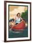 Iowa - Canoers on Lake-Lantern Press-Framed Art Print