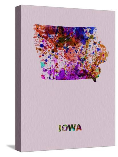 Iowa Color Splatter Map-NaxArt-Stretched Canvas