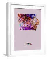 Iowa Color Splatter Map-NaxArt-Framed Art Print