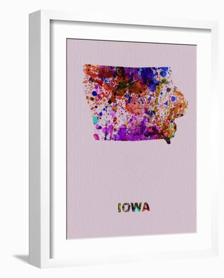 Iowa Color Splatter Map-NaxArt-Framed Art Print