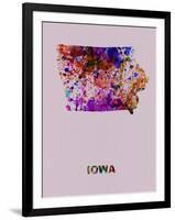 Iowa Color Splatter Map-NaxArt-Framed Art Print