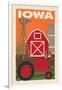 Iowa - Country - Woodblock-Lantern Press-Framed Art Print
