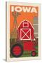 Iowa - Country - Woodblock-Lantern Press-Stretched Canvas
