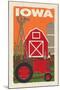 Iowa - Country - Woodblock-Lantern Press-Mounted Art Print