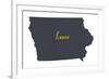 Iowa - Home State- Gray on White-Lantern Press-Framed Art Print