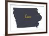 Iowa - Home State- Gray on White-Lantern Press-Framed Art Print
