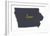 Iowa - Home State- Gray on White-Lantern Press-Framed Art Print