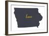 Iowa - Home State- Gray on White-Lantern Press-Framed Art Print