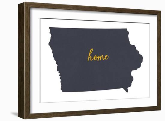 Iowa - Home State- Gray on White-Lantern Press-Framed Art Print